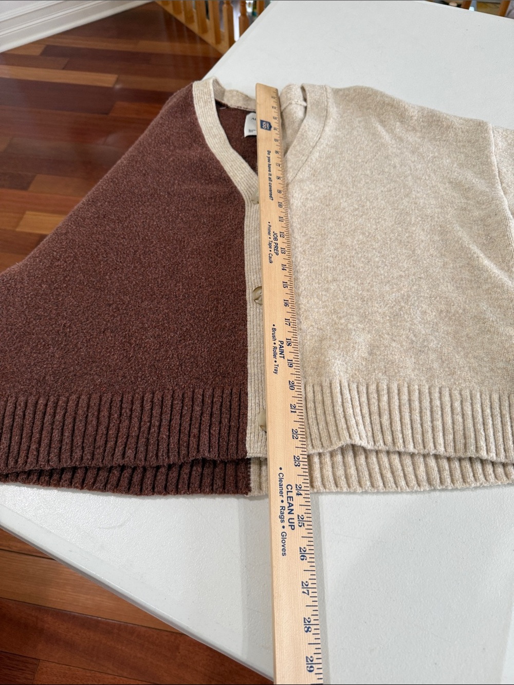 Abercrombie & Fitch Two-Tone Brown Cream V-Neck Button Down Fall Cardigan XL - Picture 11 of 14